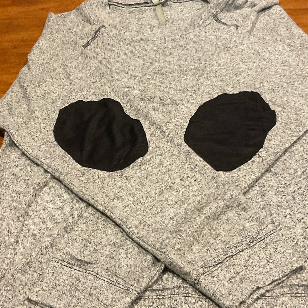 Mono B Gray Crew Neck Sweater with Black Accents
